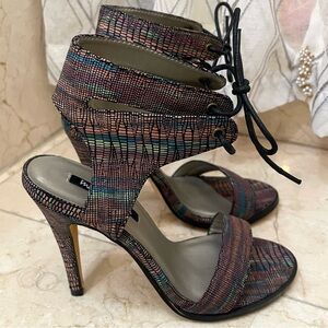 Michael Antonio Multicolor Lace-Up Ankle Cuff High Heels